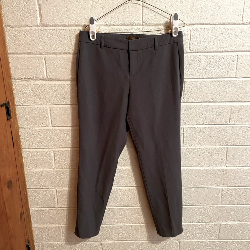 NEW Skinny Stretch Business Trousers Ankle Fitted Low Rise 8 Grey Pants Gray